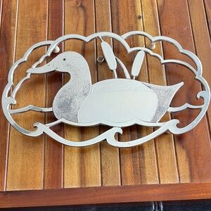 Vintage Silverplated Duck Trivet Wall Hanging Japan
